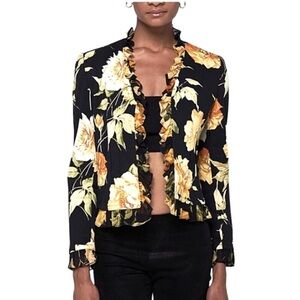 St. John Sport by Marie Gray Floral Ruffle Trim Blazer Jacket W1888 Sz 2
